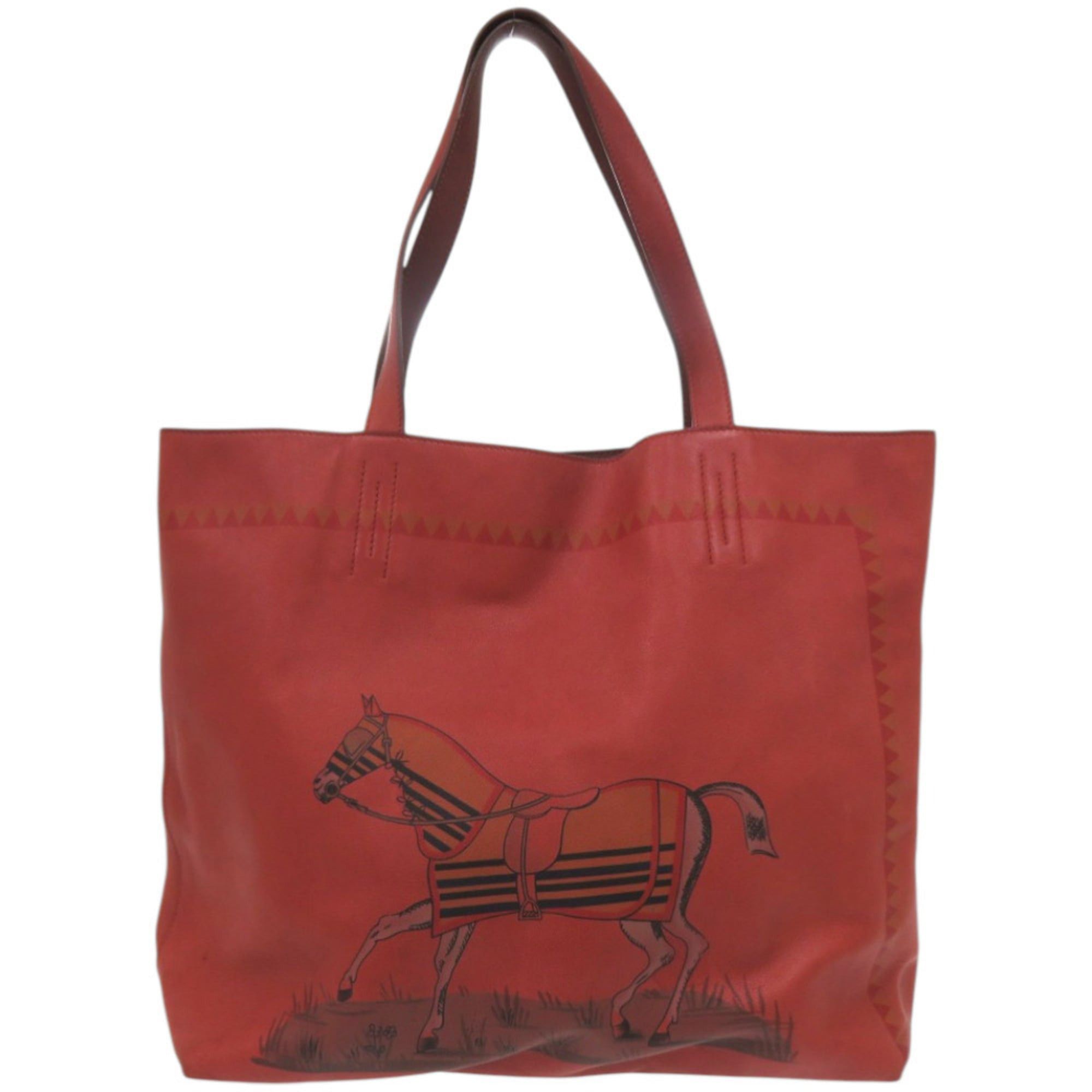 Hermes Hermès Double Sens 45 Reversible Two-Tone Leather Tote Bag in Vauxhall, Red with P Stamp (1228HERMES) Size ONE SIZE - 5 Thumbnail