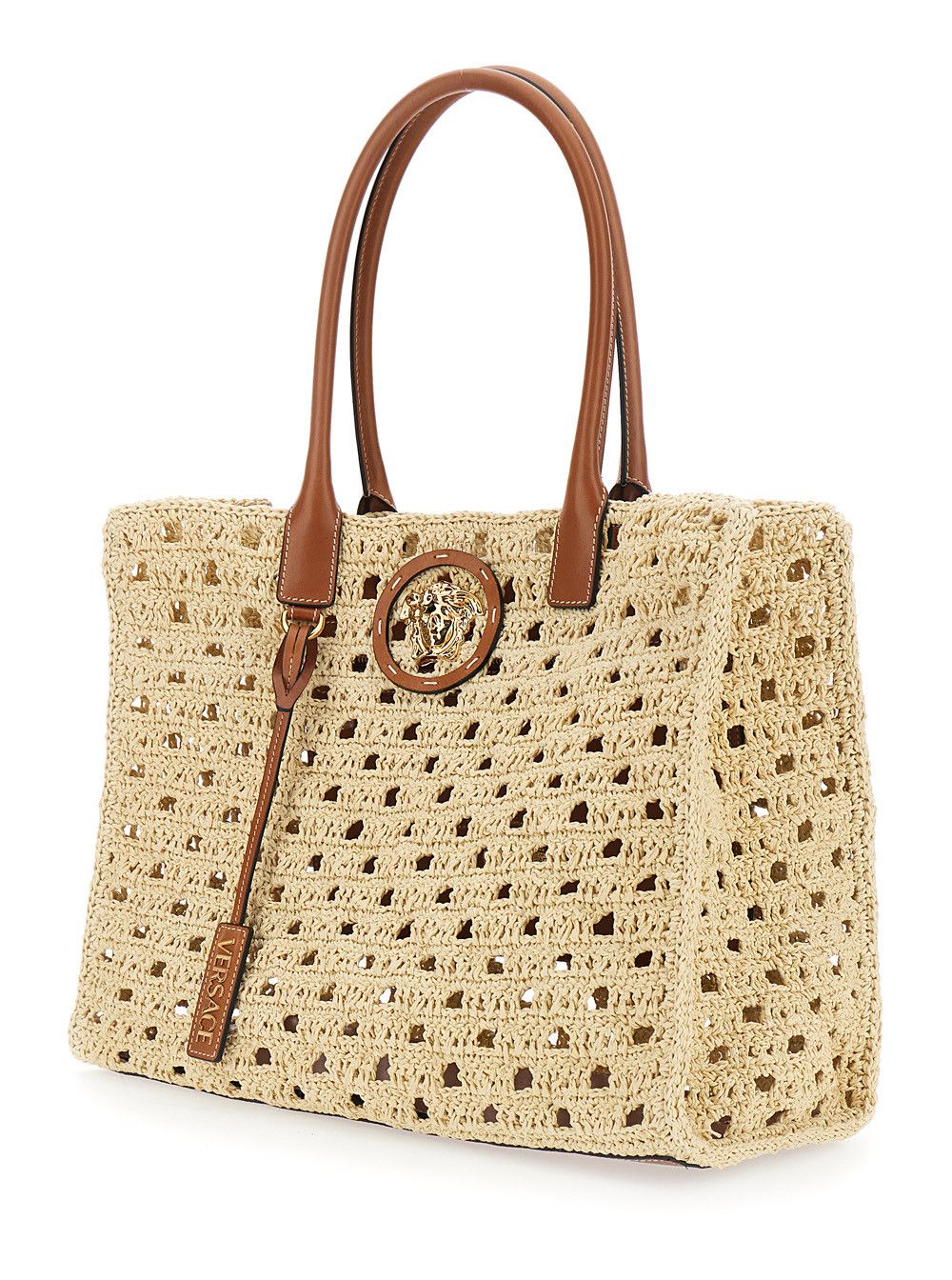 Versace 'La Medusa' Beige Tote bag with Medusa Logo Plate and Removable Logo Pendant in Raffia for Women Size ONE SIZE - 2 Thumbnail