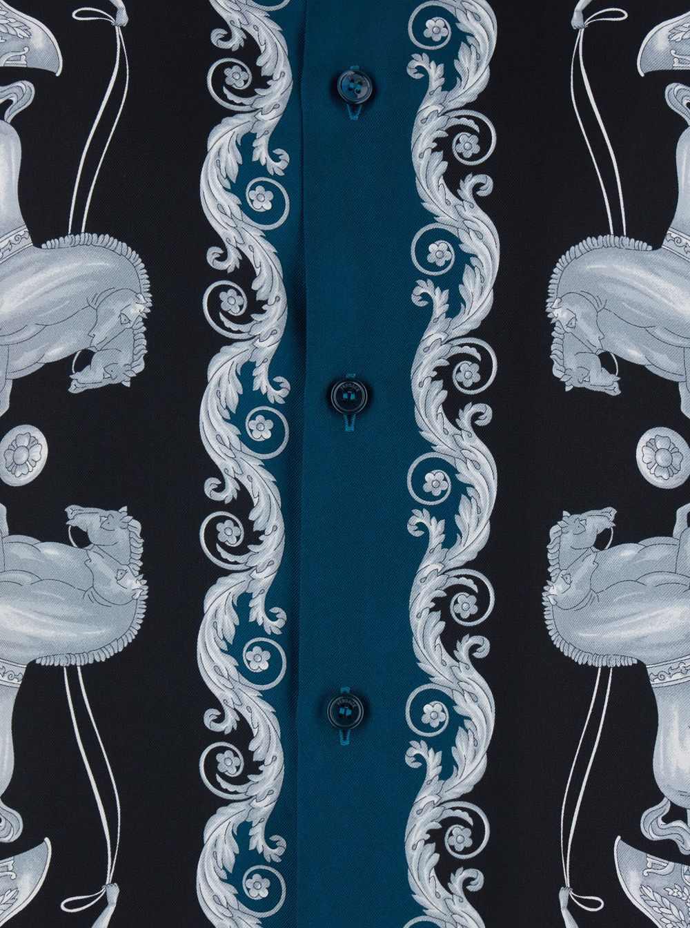 Versace Blue Shirt with Classic Collar and All-Over Silk Print for Men Size US L / EU 52-54 / 3 - 3 Thumbnail