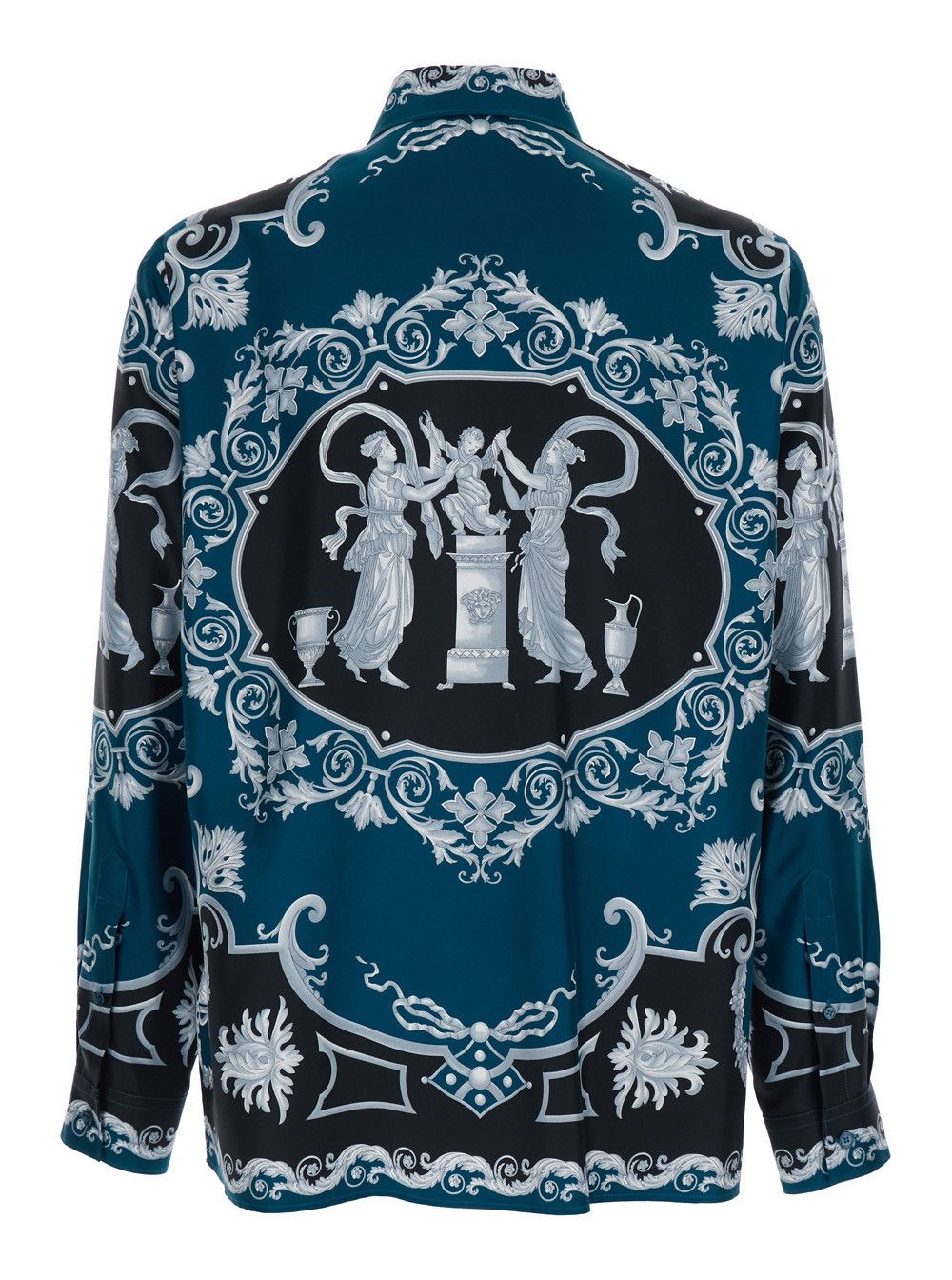 Versace Blue Shirt with Classic Collar and All-Over Silk Print for Men Size US L / EU 52-54 / 3 - 2 Thumbnail