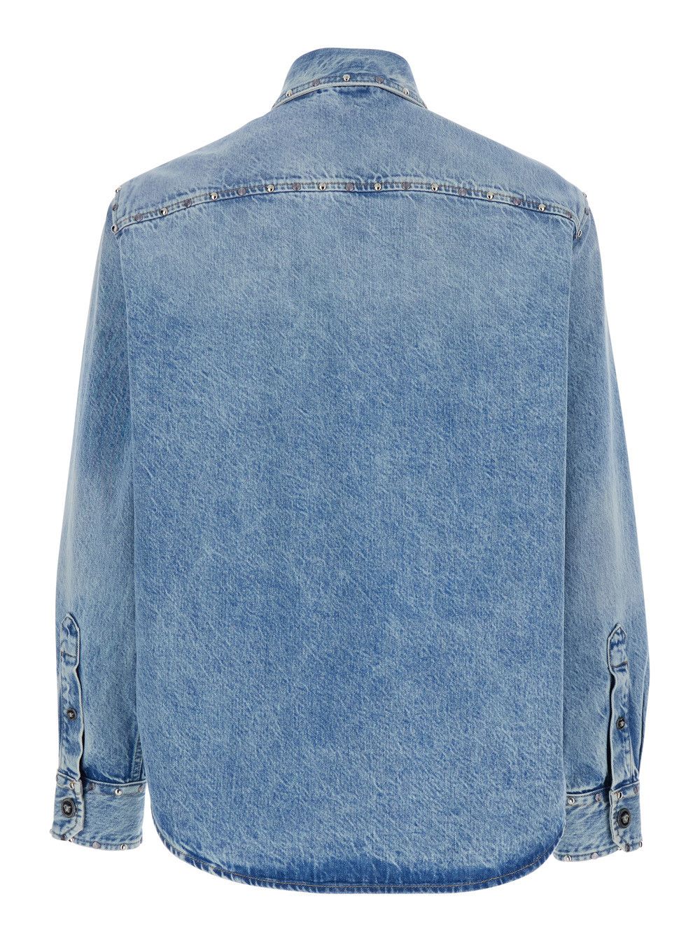 Versace Light Blue Shirt with Classic Collar and Two Patch Pockets on the Front in Denim for Men Size US L / EU 52-54 / 3 - 2 Thumbnail