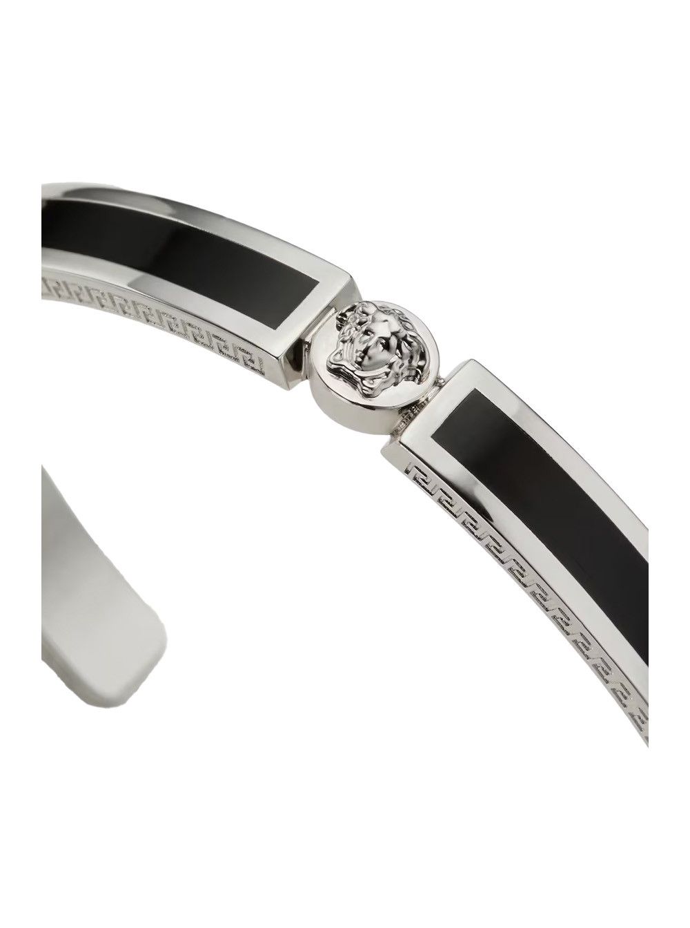 Versace Black Enamelled Rigid Bracelet with Medusa Plate and Greek Engraving in Brass for Men Size ONE SIZE - 2 Thumbnail