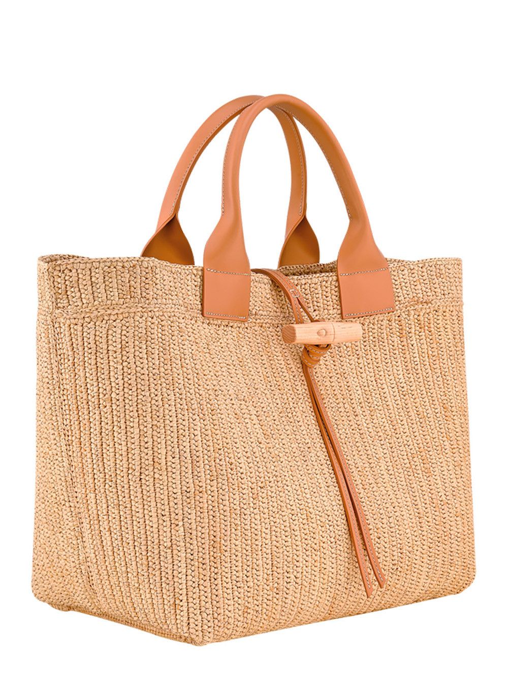 Longchamp 'Le Smart' Beige Tote Bag with Metallic Detail on the Front in Raffia Woman Size ONE SIZE - 2 Thumbnail