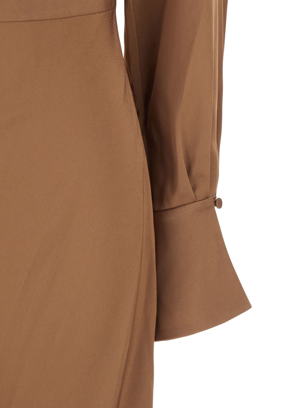 Simkhai Long Dress 'Adelle' with Draped Neckline and Wide Cuffs Tech Fabric Brown Women Size M / US 6-8 / IT 42-44 - 3 Thumbnail
