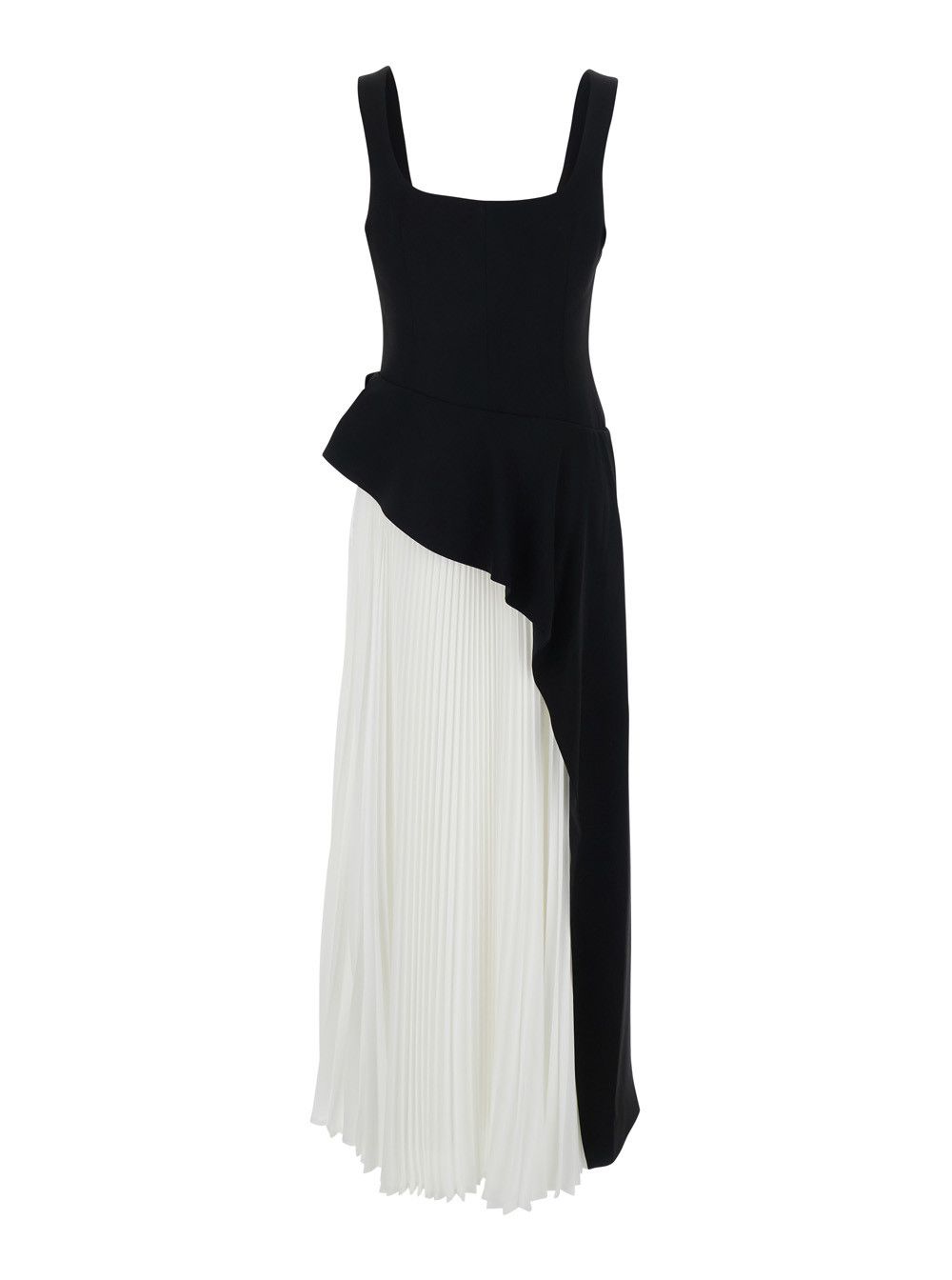 Simkhai Dress 'Zayla' with Square Neckline and Pleated Skirt in Black and White Tech Fabric for Women Size XL / US 12-14 / IT 48-50 - 2 Thumbnail