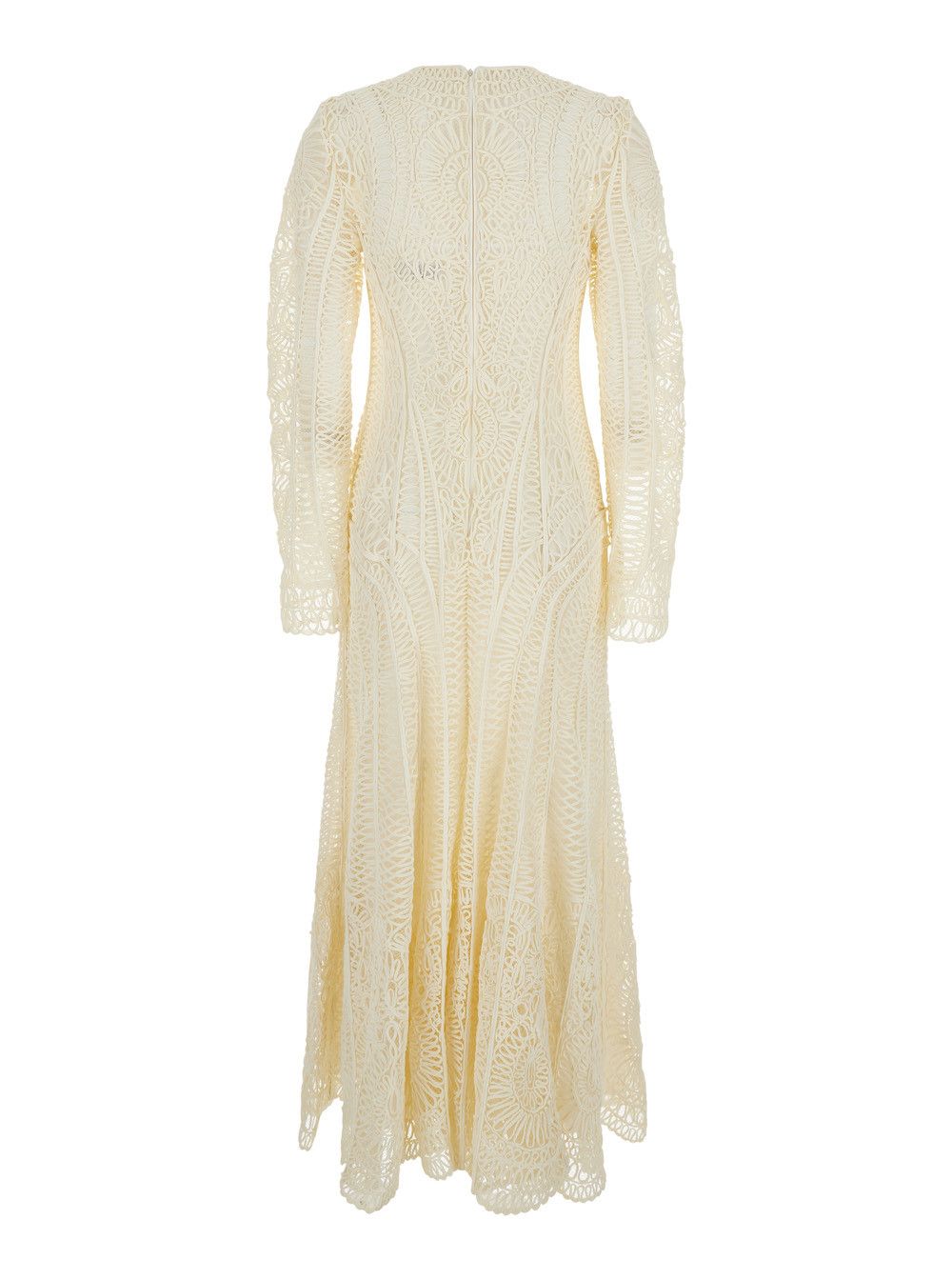 Simkhai Long Dress 'Fiona' with All-Over Embroidery and Hidden Zip Closure at the Back in White Tech Fabric for Women Size S / US 4 / IT 40 - 2 Thumbnail