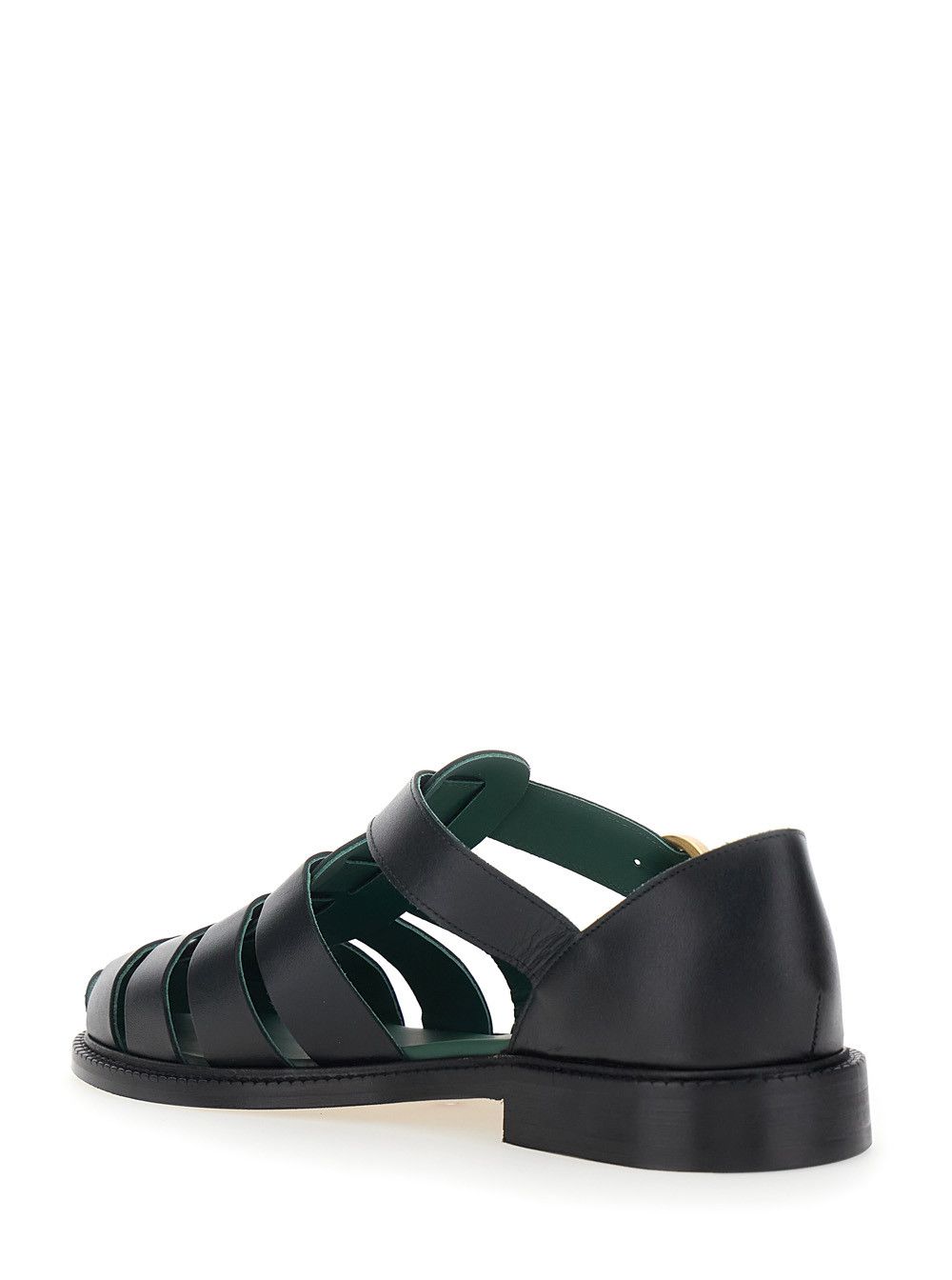 VINNY's Men's Black Leather Cage Design Sandals with Buckle Closure Size US 7 / EU 40 - 3 Thumbnail