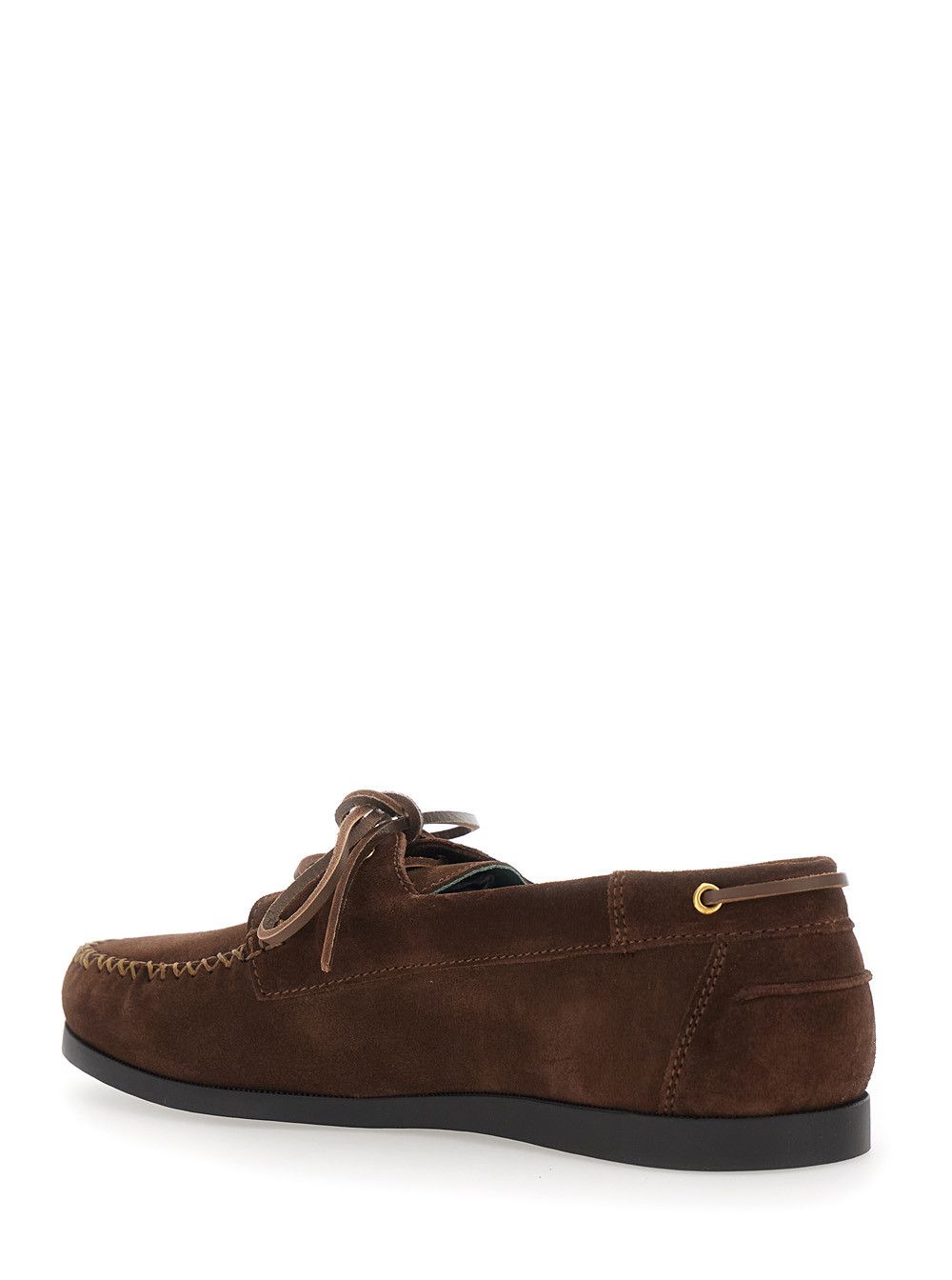 VINNY's Brown 'Vinny's' Loafers with Rounded Toe and Bow Laces in Suede for Men Size US 8 / EU 41 - 3 Thumbnail