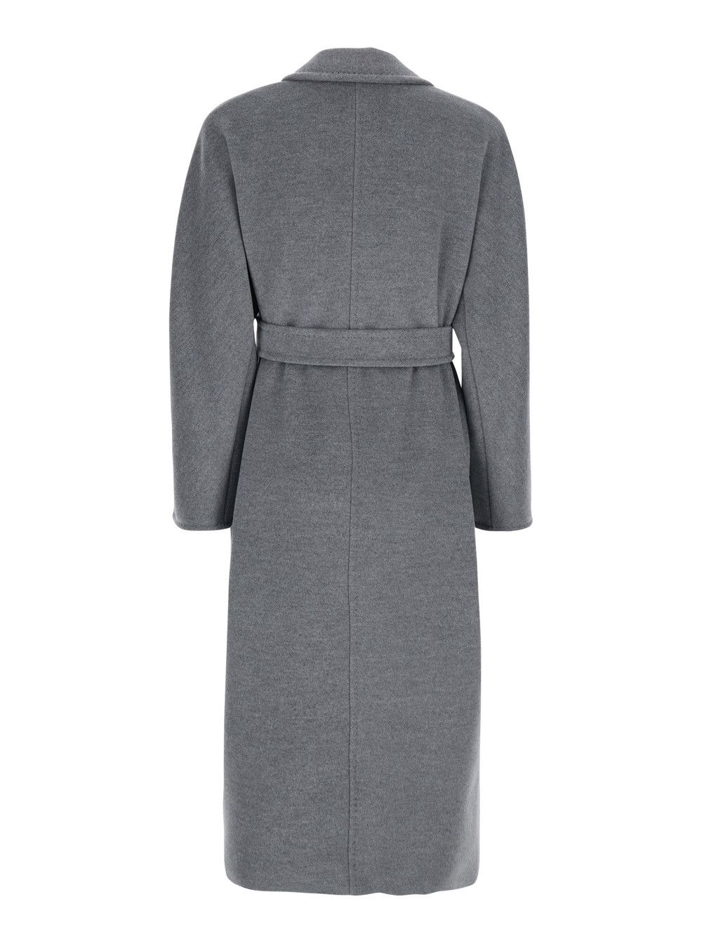 Max Mara 'Madame' Grey Double-breasted Coat with Notched Revers and Front Belt in Wool and Cashmere Woman Size M / US 6-8 / IT 42-44 - 2 Thumbnail