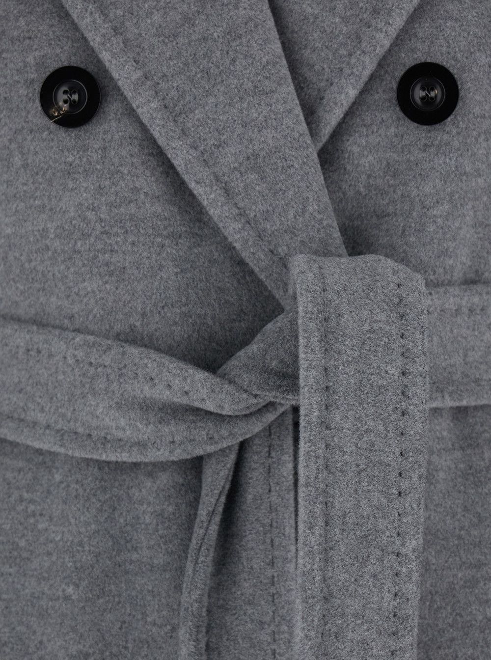 Max Mara 'Madame' Grey Double-breasted Coat with Notched Revers and Front Belt in Wool and Cashmere Woman Size M / US 6-8 / IT 42-44 - 3 Thumbnail