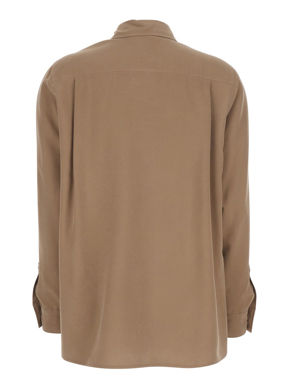 Max Mara Brown Silk Shirt with Applied Pocket on the Front Woman Size M / US 6-8 / IT 42-44 - 2 Thumbnail