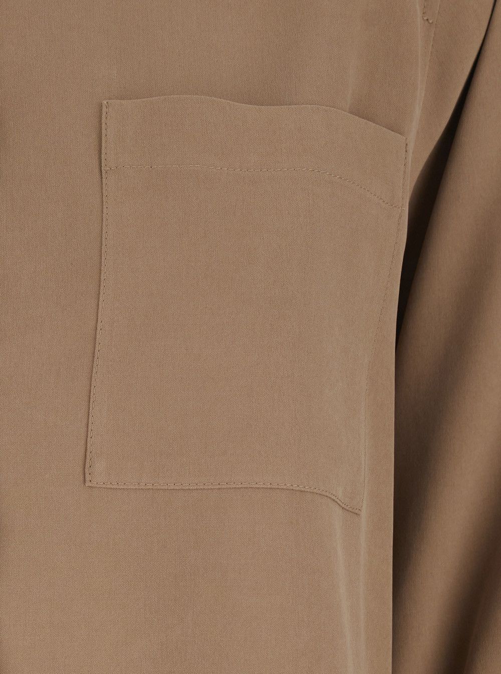 Max Mara Brown Silk Shirt with Applied Pocket on the Front Woman Size M / US 6-8 / IT 42-44 - 3 Thumbnail