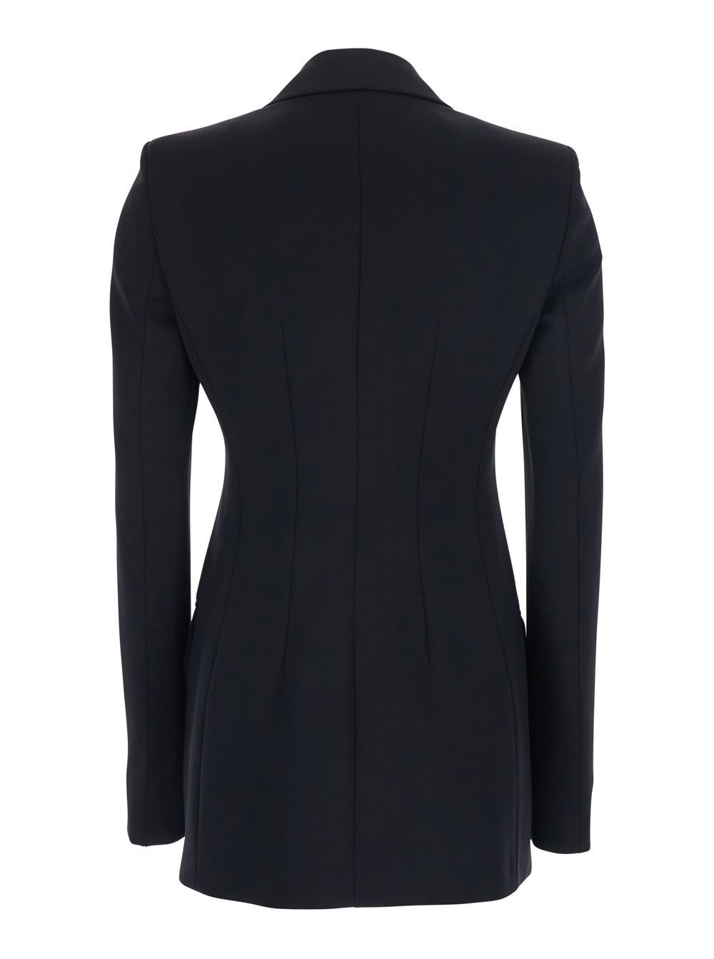 Sportmax Double-breasted Jacket with Peak Revers in Black Tech Fabric for Women Size S / US 4 / IT 40 - 2 Thumbnail