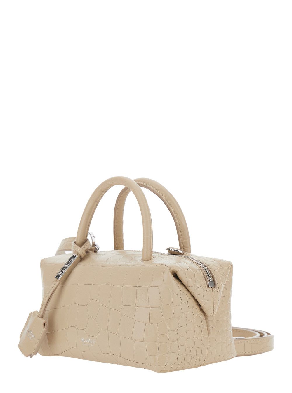 Max Mara Beige 'Holdall' Small Handbag with Adjustable and Removable Shoulder Strap and Crocodile-Embossed Effect in Leather for Women Size ONE SIZE - 2 Thumbnail
