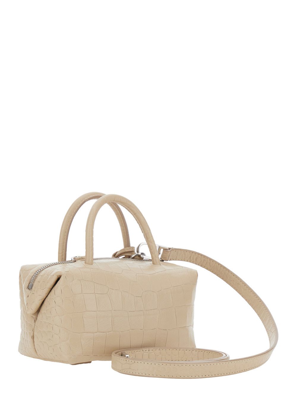 Max Mara Beige 'Holdall' Small Handbag with Adjustable and Removable Shoulder Strap and Crocodile-Embossed Effect in Leather for Women Size ONE SIZE - 3 Thumbnail