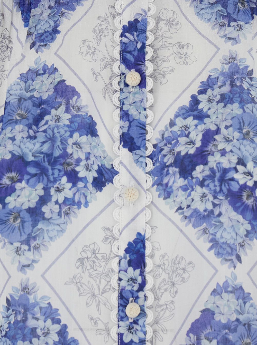 TWINSET High Neck Floral Pattern All-Over Blue Fabric Shirt for Women Size M / US 6-8 / IT 42-44 - 3 Thumbnail