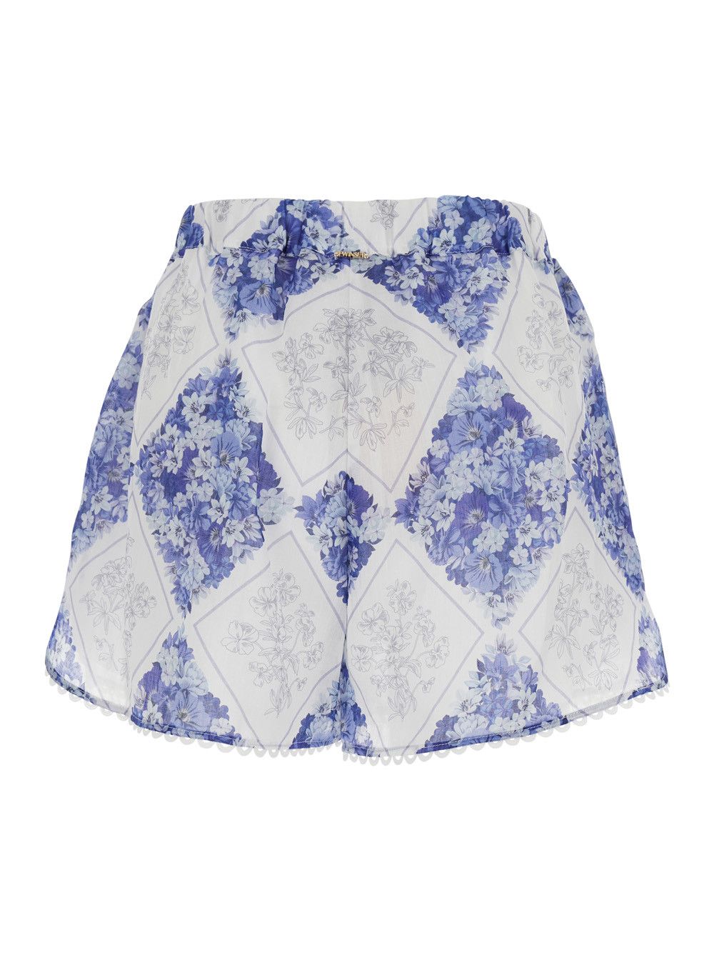 TWINSET Multicolor 'Floral' Shorts - Shorts with All-Over Floral Geometric Print and Scalloped Hem in Ramie - Ramie - Women Size 30" / US 8 / IT 44 - 2 Thumbnail