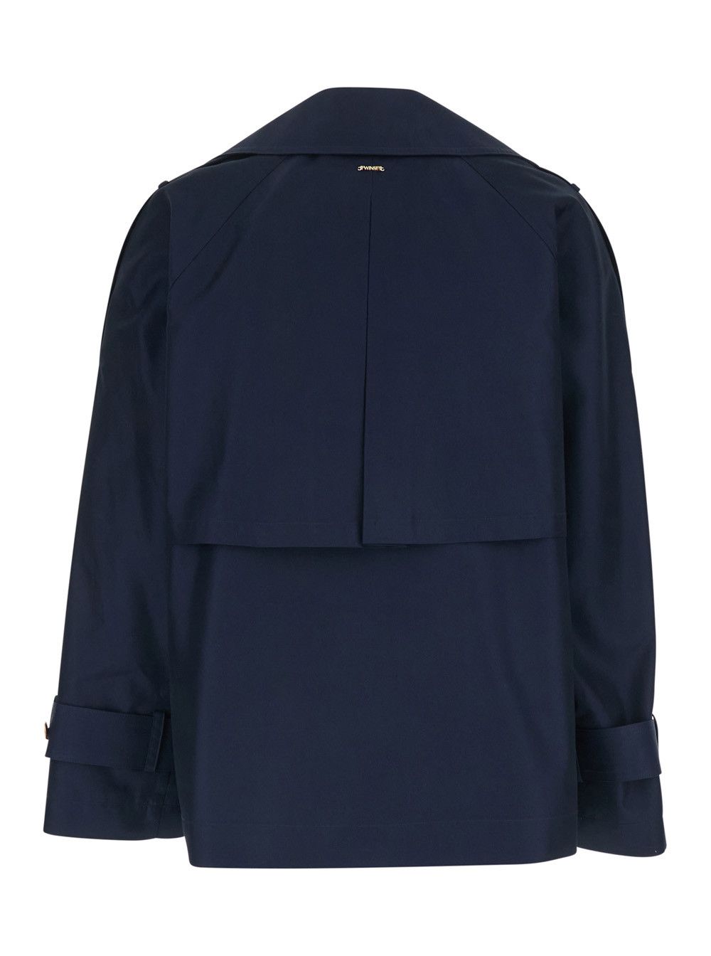 TWINSET Short Double-breasted Trench Coat in Blue Tech Fabric for Women Size M / US 6-8 / IT 42-44 - 2 Thumbnail