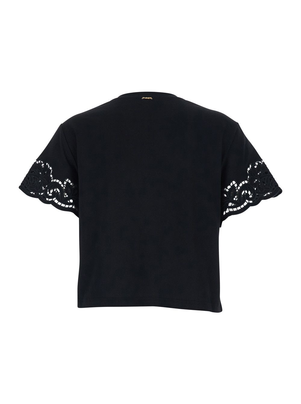 TWINSET Black T-shirt with Lace Details in Cotton for Women Size S / US 4 / IT 40 - 2 Thumbnail