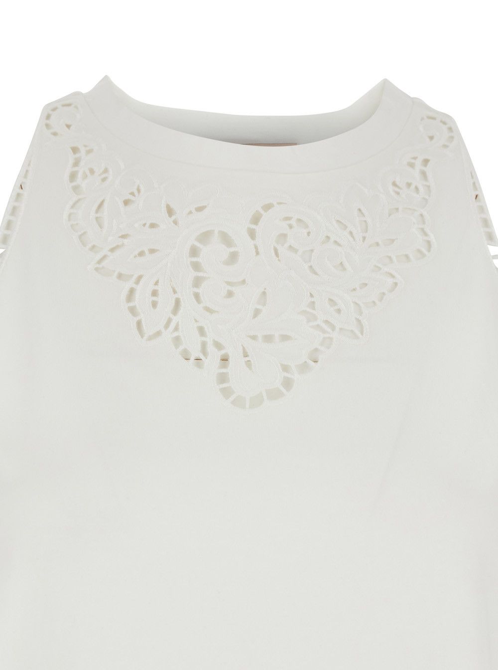 TWINSET White Top with Cotton Lace Details for Women Size L / US 10 / IT 46 - 3 Thumbnail