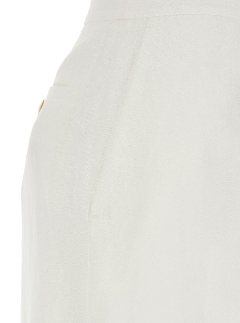 TWINSET White Pants with Button and Zip Closure on the Front and Logo Plate on the Back in White Fabric for Women Size 30" / US 8 / IT 44 - 3 Thumbnail