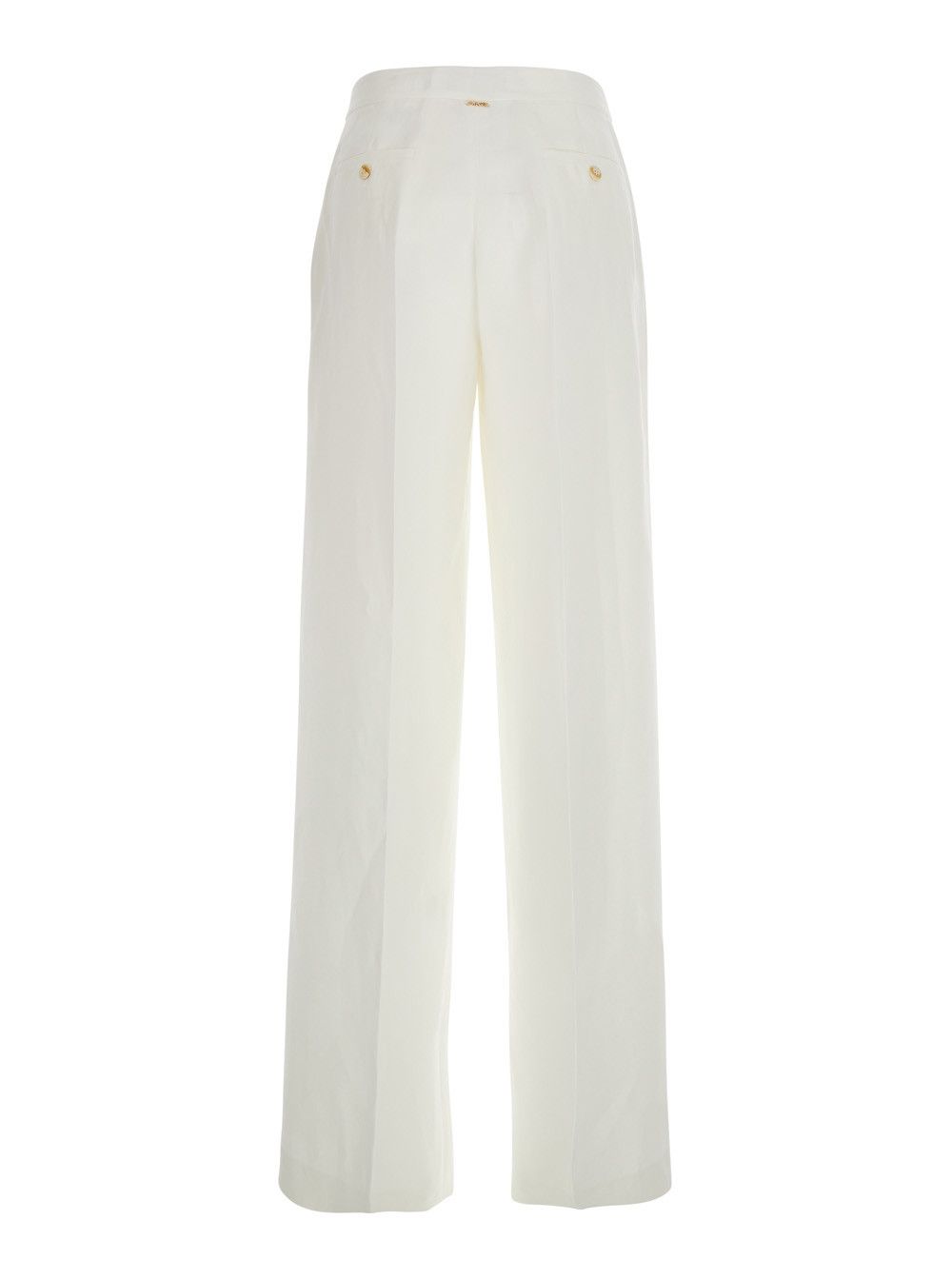 TWINSET White Pants with Button and Zip Closure on the Front and Logo Plate on the Back in White Fabric for Women Size 30" / US 8 / IT 44 - 2 Thumbnail