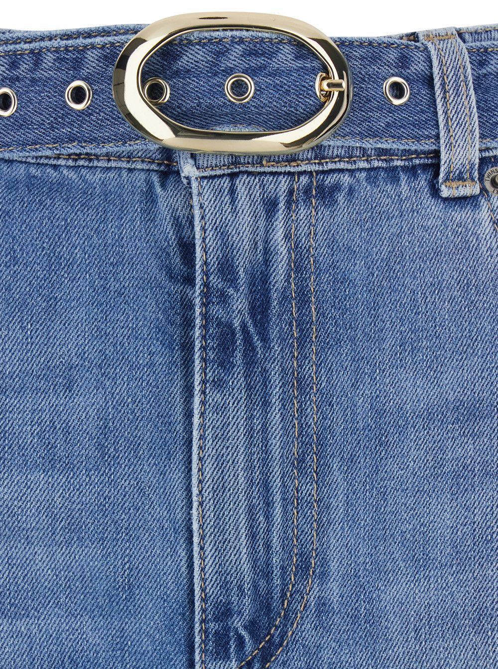 TWINSET Five-pocket design jeans with belt and faded effect in blue denim for women Size 27" / US 4 / IT 40 - 3 Thumbnail
