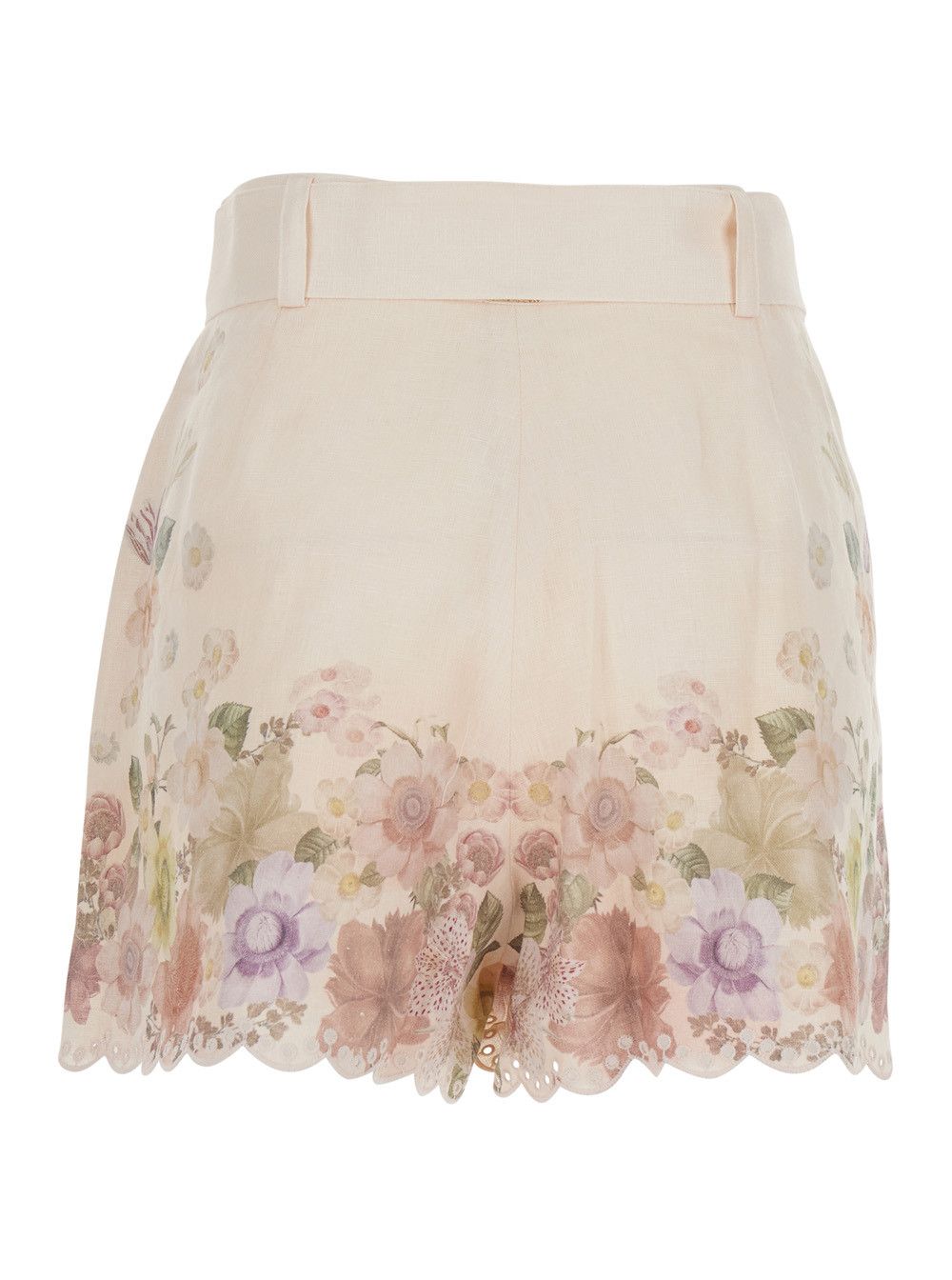 TWINSET Beige Floral Print Shorts with Waist Belt for Women Size 28" / US 6 / IT 42 - 2 Thumbnail