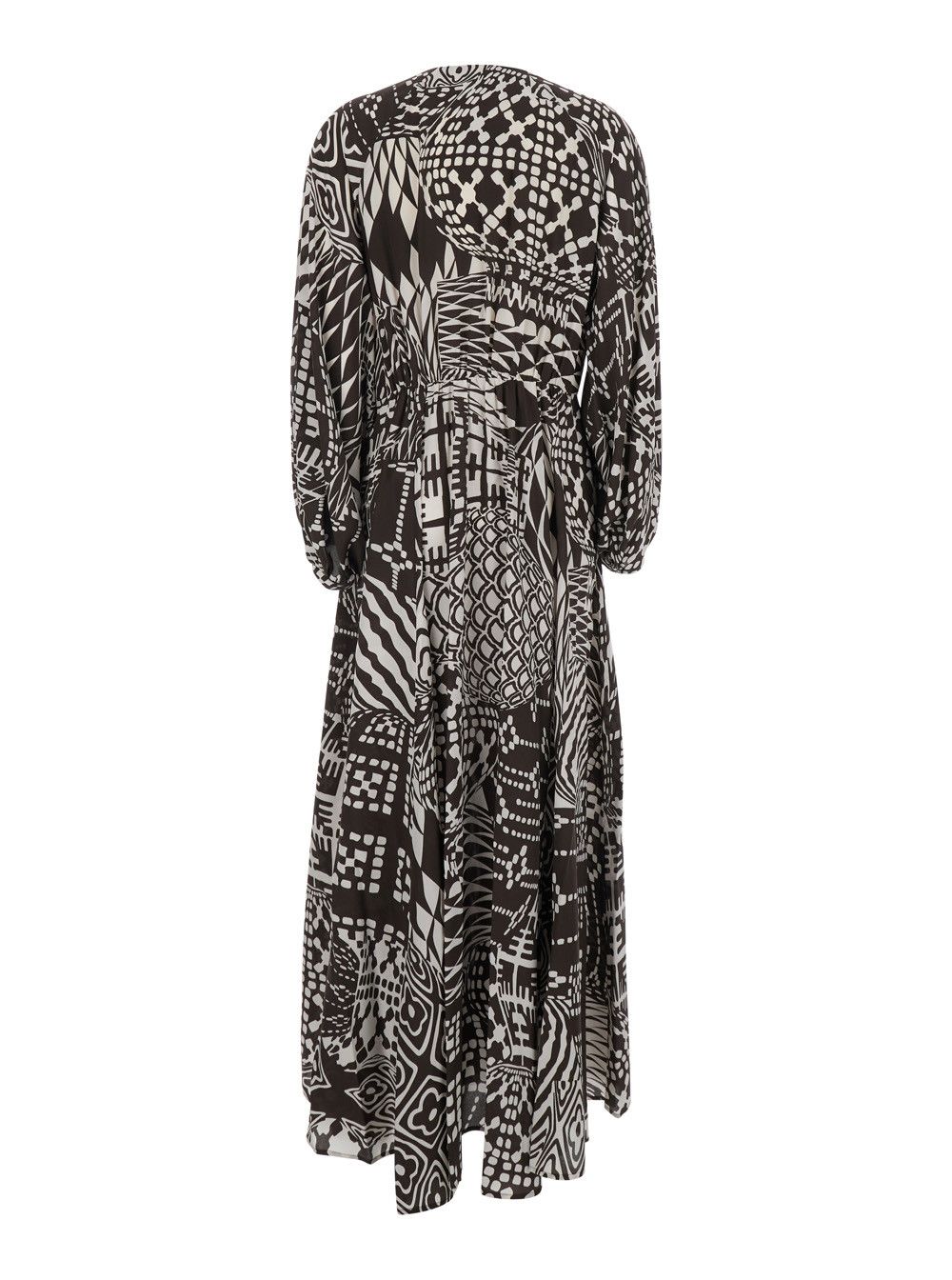 Missoni Dress 'Francisco' in Silk with V-Neck and All-Over Geometric Motif Brown Women Size M / US 6-8 / IT 42-44 - 2 Thumbnail