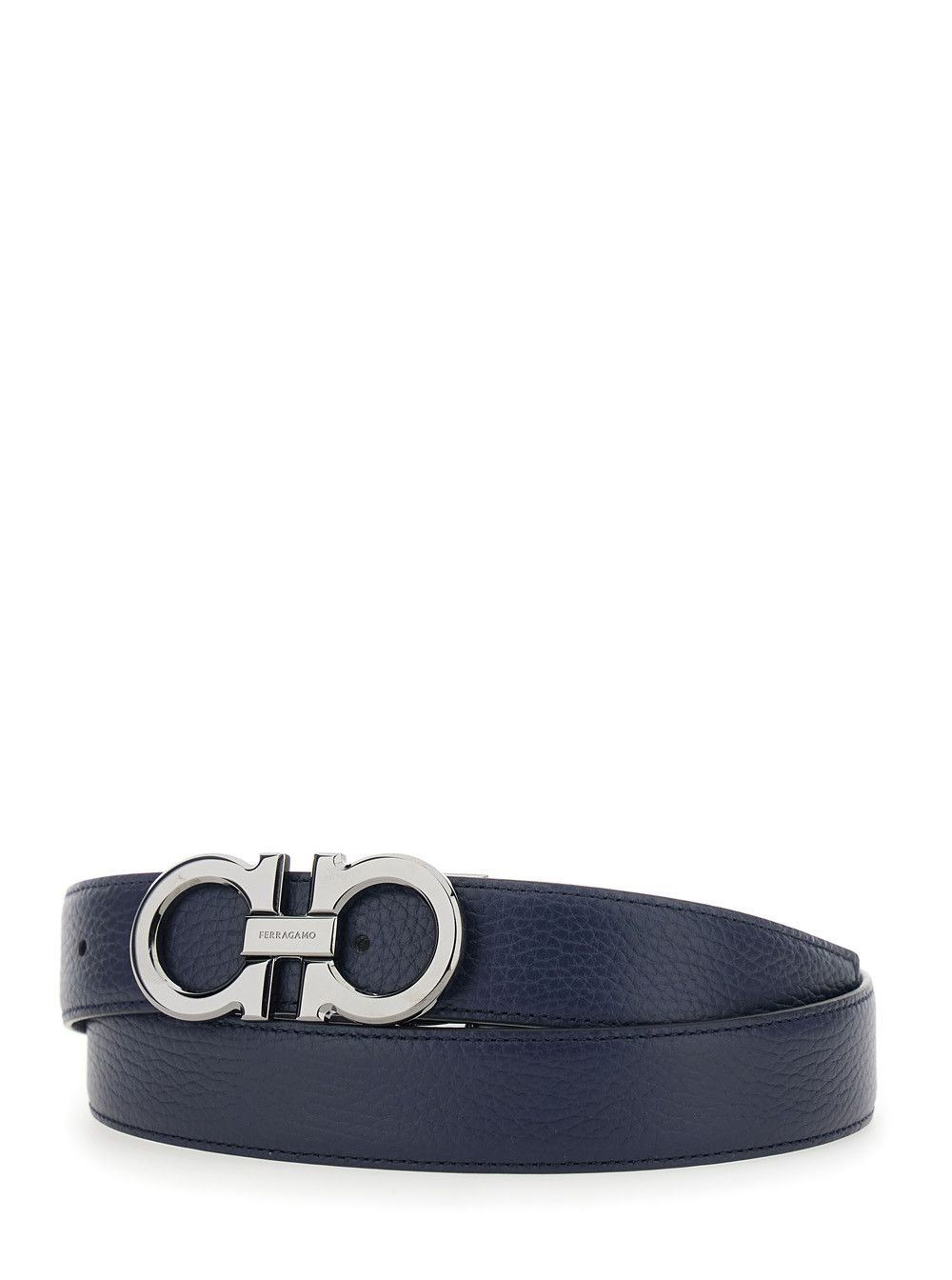 Salvatore Ferragamo Blue Reversible Belt with Gancini Buckle in Grained Leather Man Size ONE SIZE - 2 Thumbnail