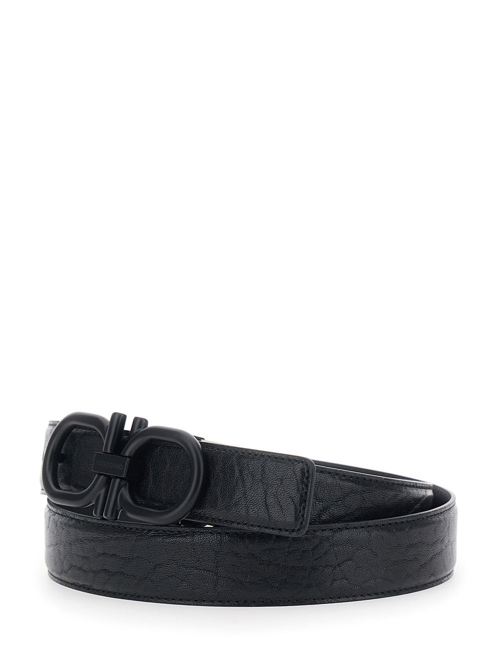 Salvatore Ferragamo Black Belt with Gancini Buckle on the Front In Leather for Men Size ONE SIZE - 2 Thumbnail