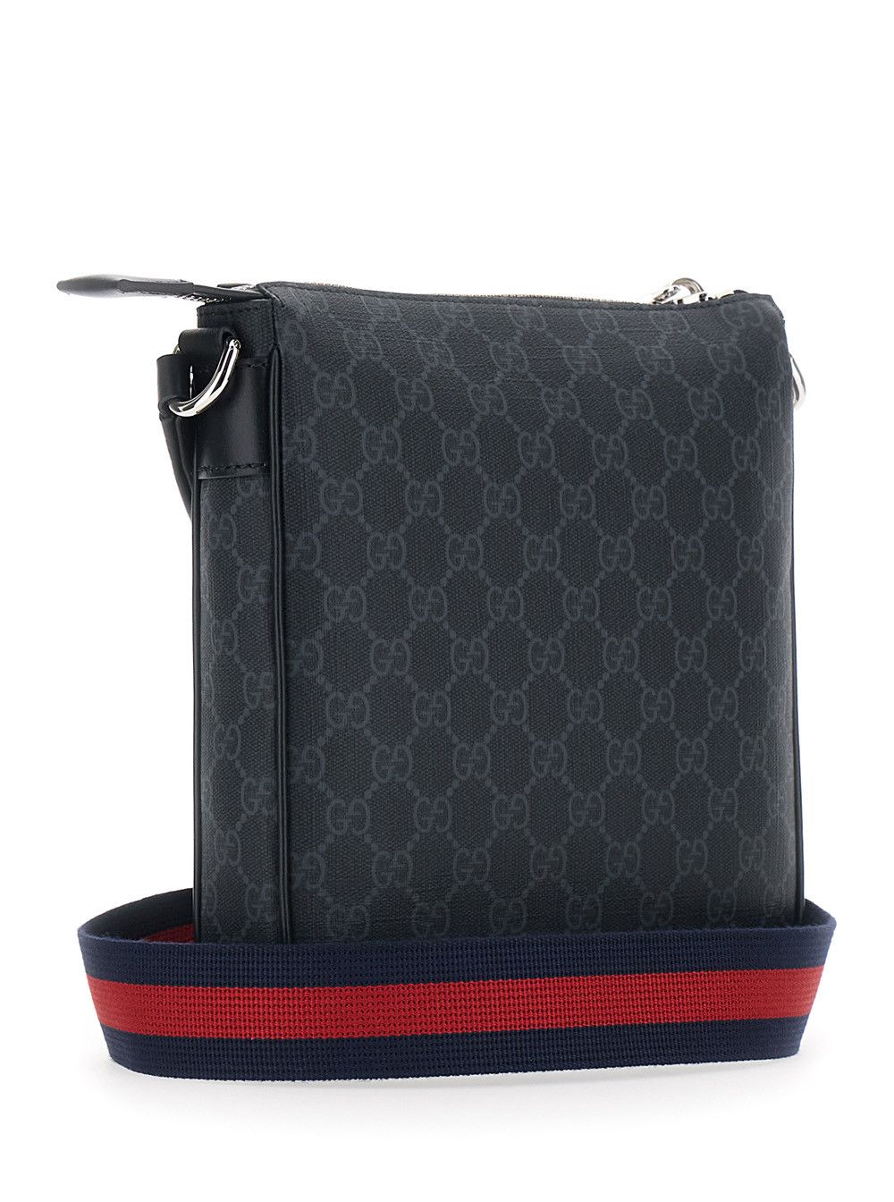 Gucci Black Crossbody Bag with Adjustable Strap with Web Motif and a Zip Pocket on the Front in GG Canvas for Men Size ONE SIZE - 3 Thumbnail