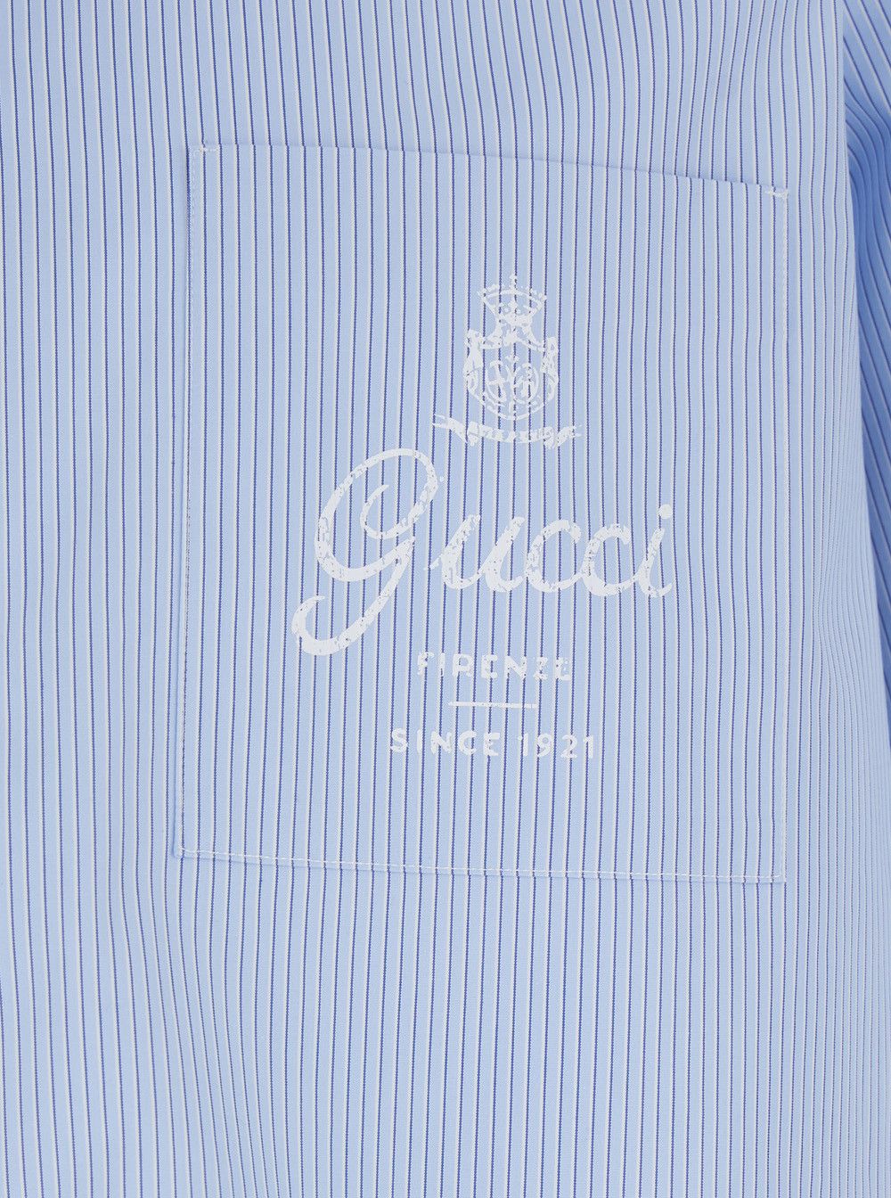 Gucci Light Blue Bowling Shirt with Logo Embroidery on the Front and All-Over Stripe Motif in for Men Size US XL / EU 56 / 4 - 3 Thumbnail
