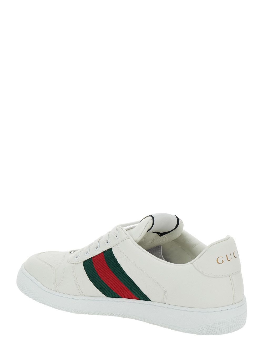 Gucci White Low Sneakers 'Screener' with Web Detail in Leather for Men Size US 11 / EU 44 - 3 Thumbnail