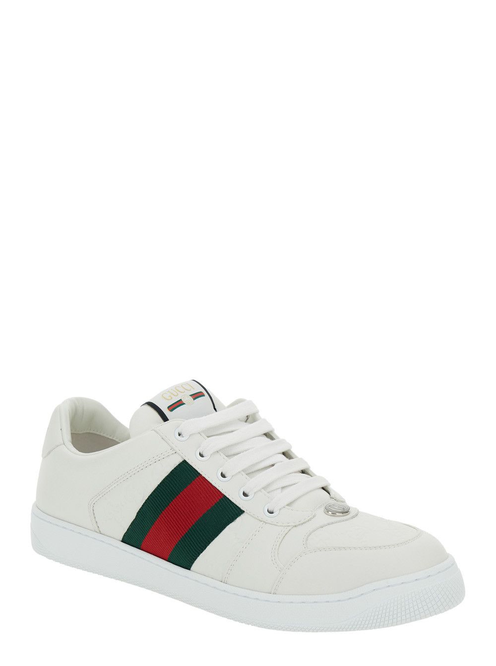 Gucci White Low Sneakers 'Screener' with Web Detail in Leather for Men Size US 13 / EU 46 - 2 Thumbnail