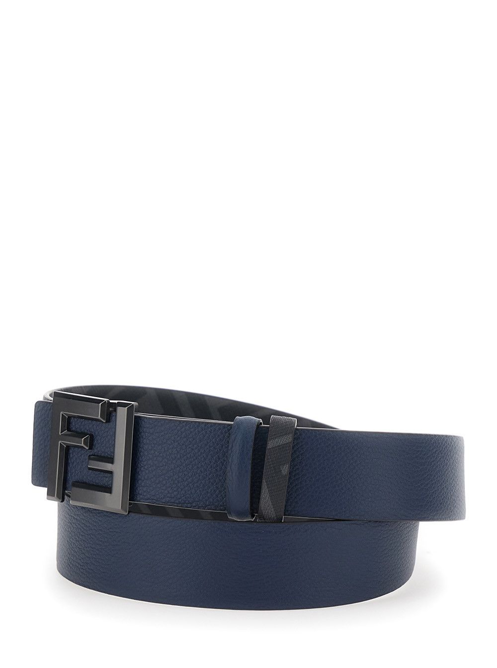 Fendi Blue Reversible Belt with Square FF Buckle in Leather Man Size ONE SIZE - 2 Thumbnail