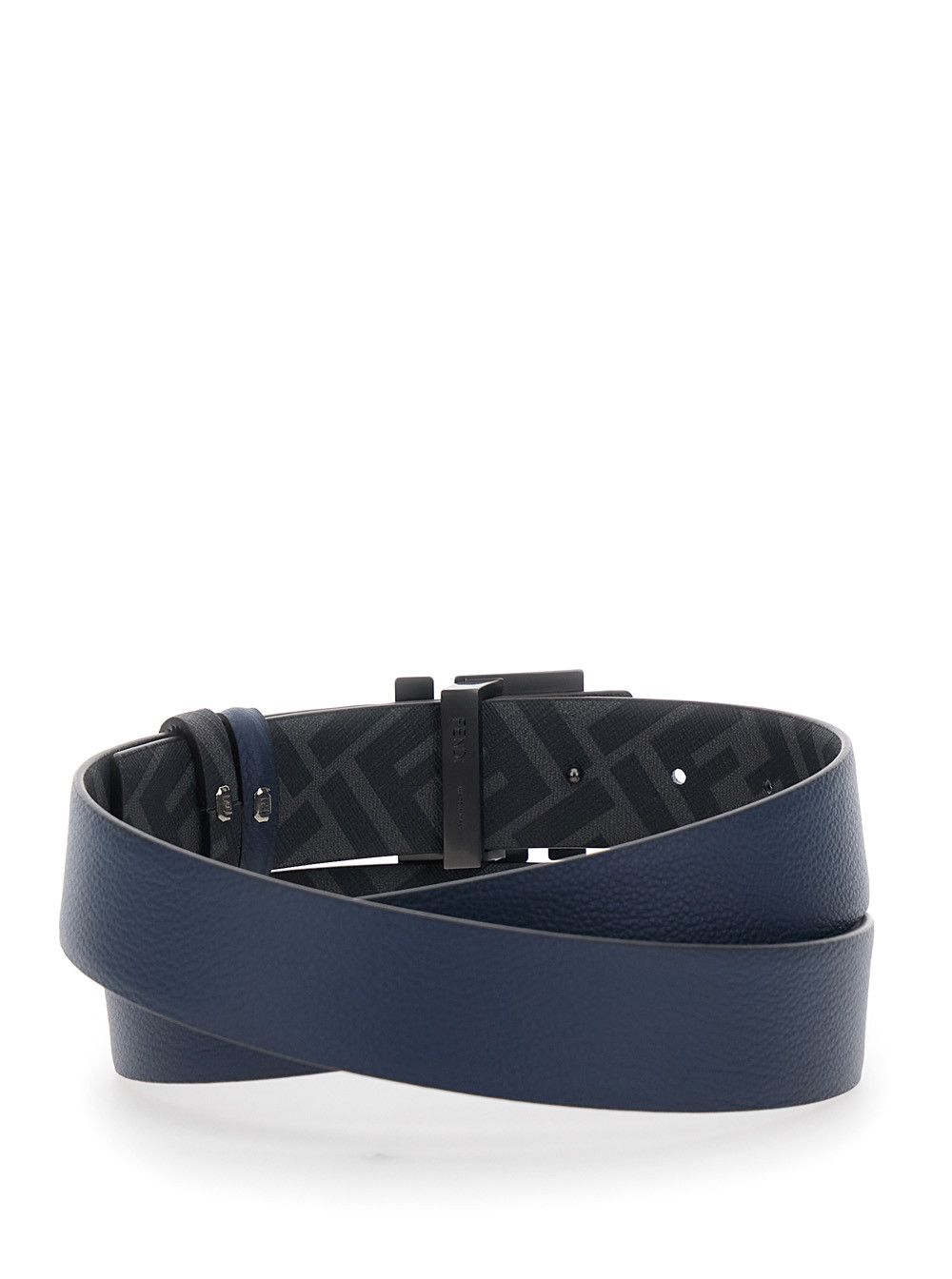 Fendi Blue Reversible Belt with Square FF Buckle in Leather Man Size ONE SIZE - 3 Thumbnail