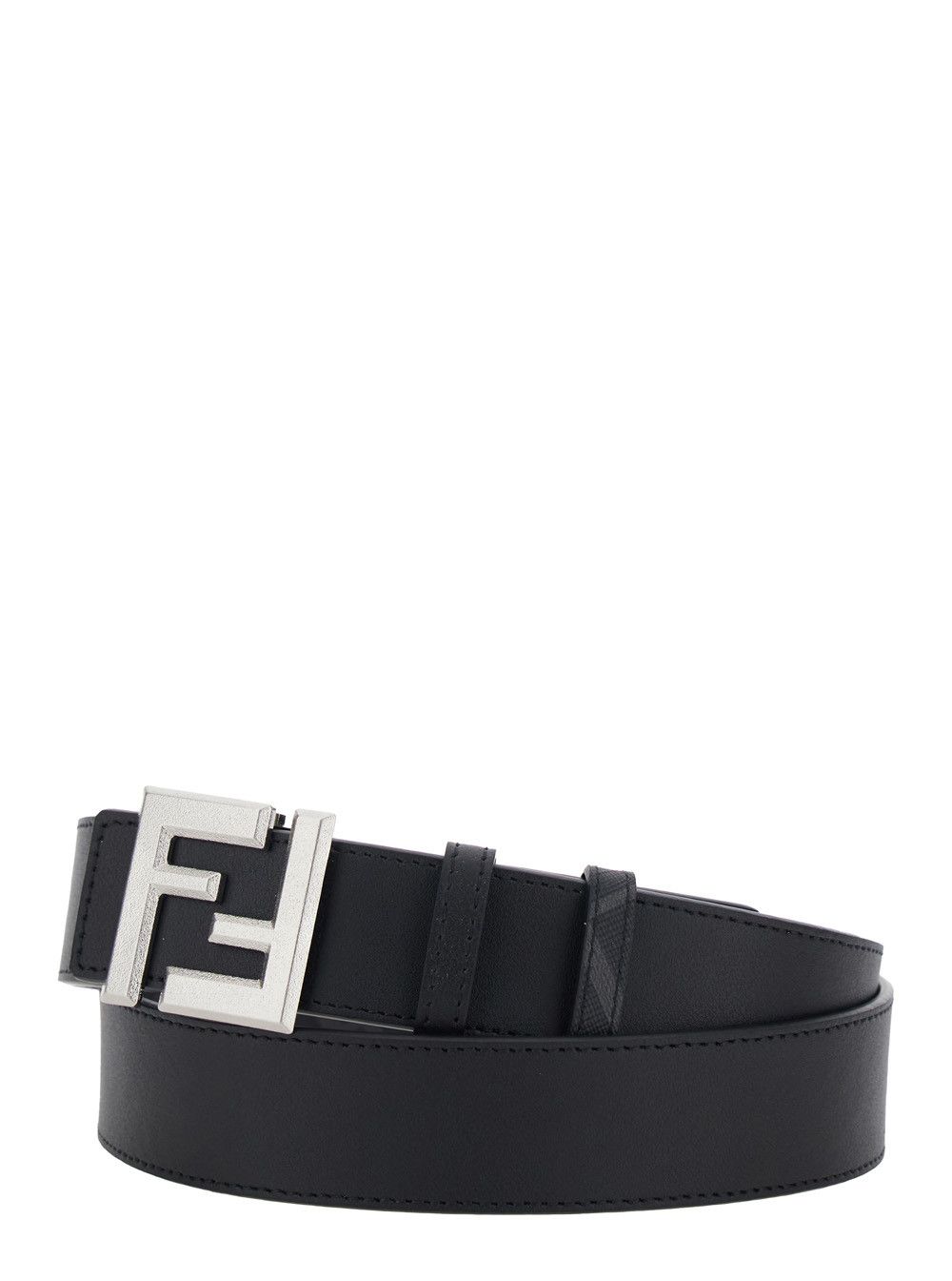 Fendi Black Reversible Belt with Square FF Buckle in Leather Man Size ONE SIZE - 2 Thumbnail