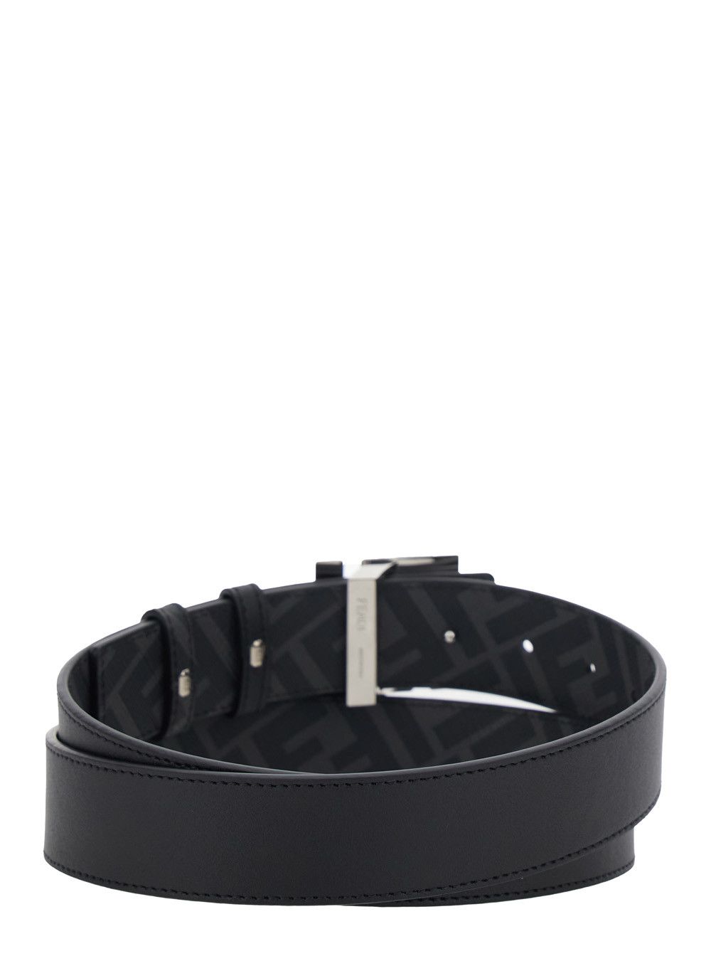Fendi Black Reversible Belt with Square FF Buckle in Leather Man Size ONE SIZE - 3 Thumbnail