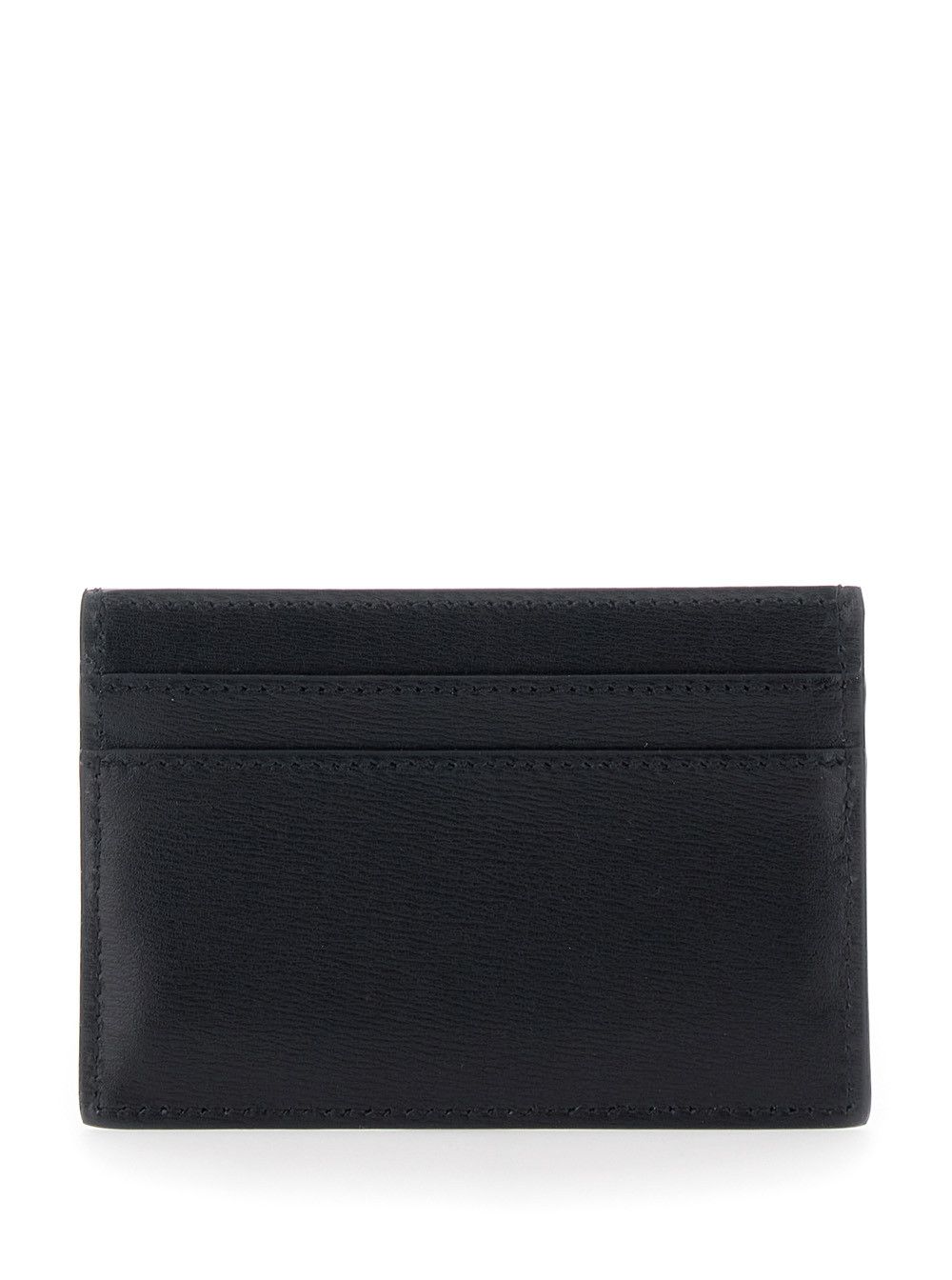 Black Card Case with FF Logo Plaque on the Front in Leather Man