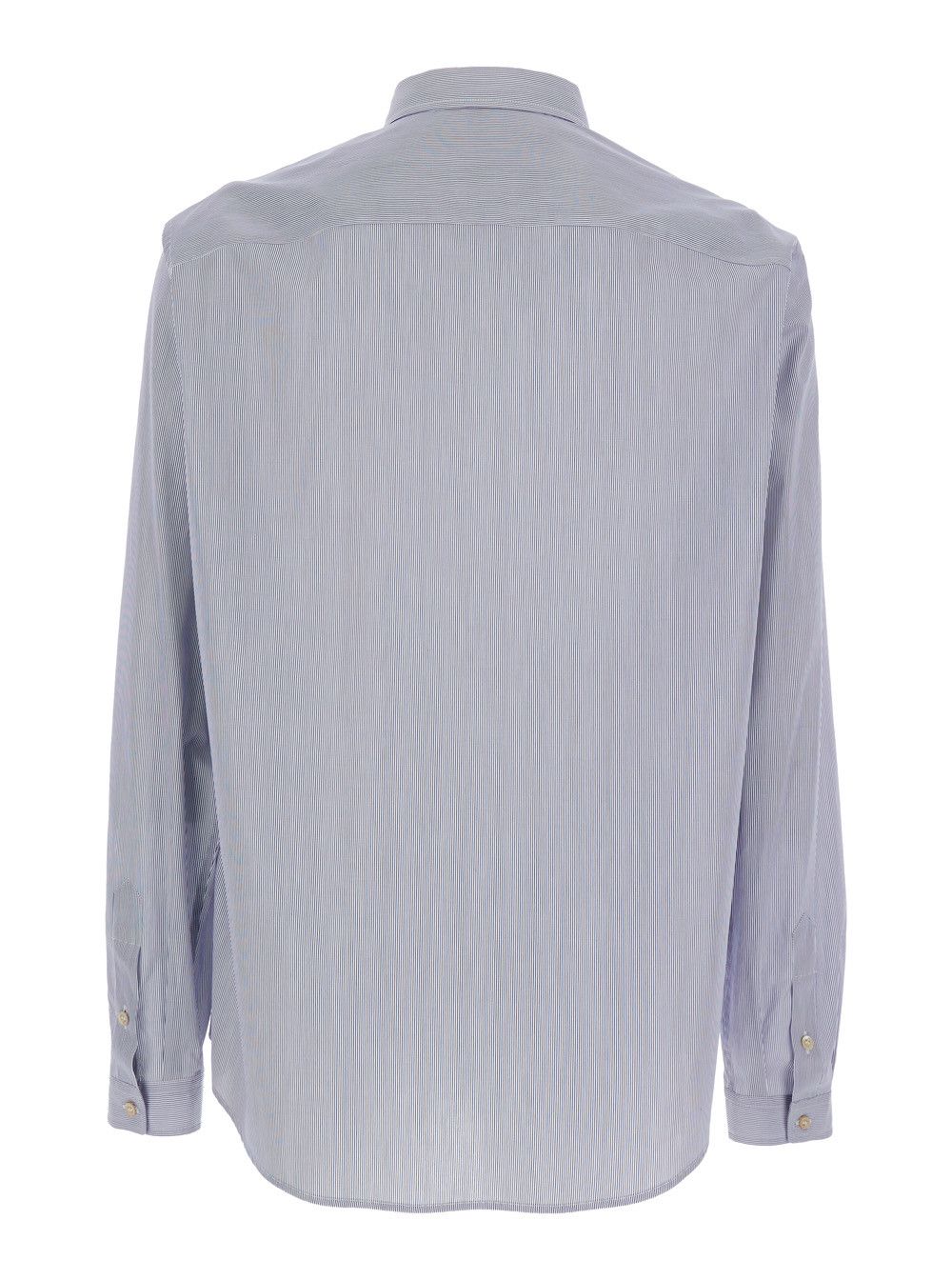 Valentino Light Blue Shirt with Classic Collar and All-Over Striped Motif in Cotton Man Size US XXL / EU 58 / 5 - 2 Thumbnail