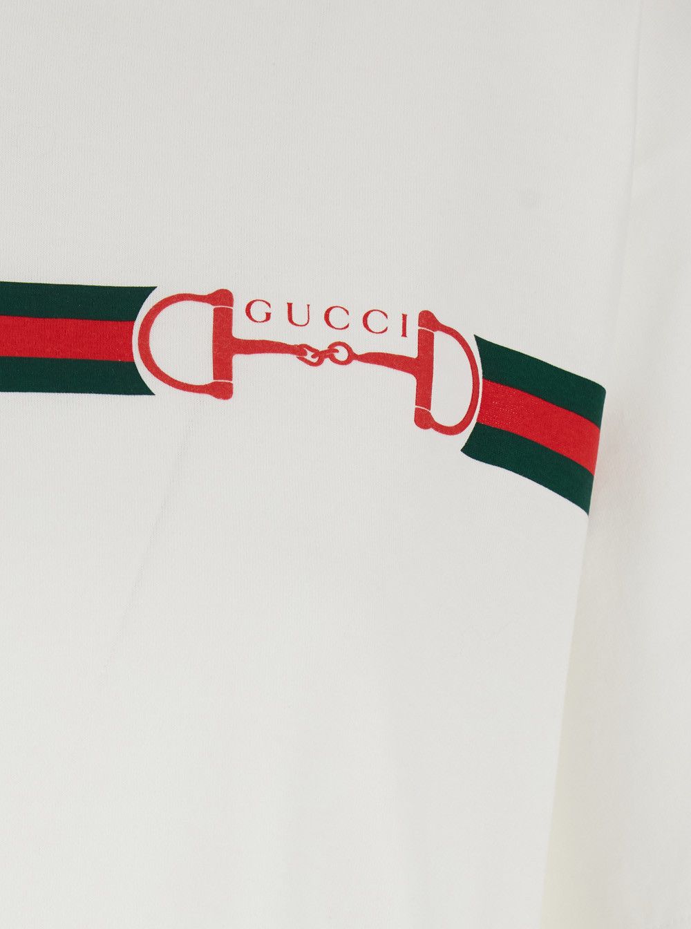 Gucci White Crew Neck T-Shirt with Logo Print on Front in Cotton Women Size XS / US 0-2 / IT 36-38 - 3 Thumbnail