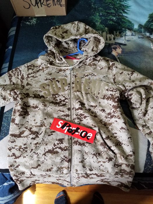 Supreme Supreme Arc Logo Thermal Zip Up Sweatshirt Desert Camo