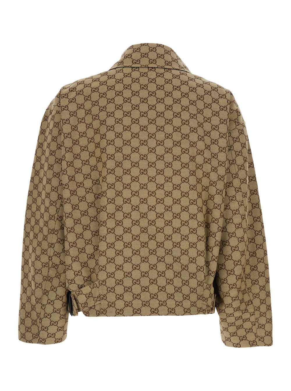 Gucci Brown Jacket with Classic Collar and All-Over GG Motif in Cotton for Women Size M / US 6-8 / IT 42-44 - 2 Thumbnail