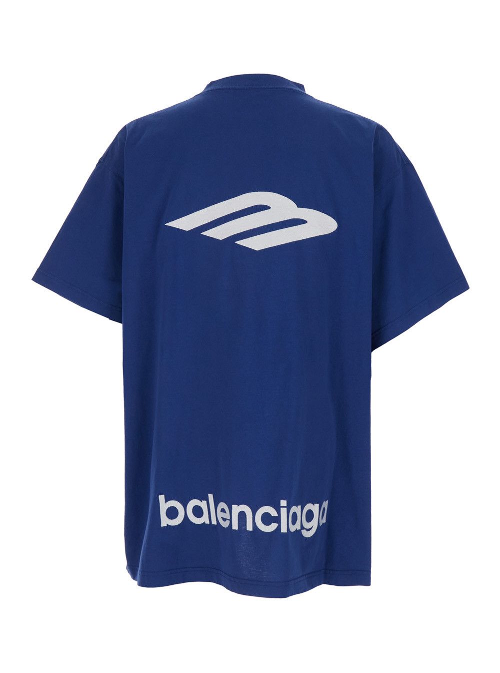 Balenciaga Blue T-shirt with Logo on the Front and Maxi Logo on the Back in Cotton for Men Size US L / EU 52-54 / 3 - 2 Thumbnail
