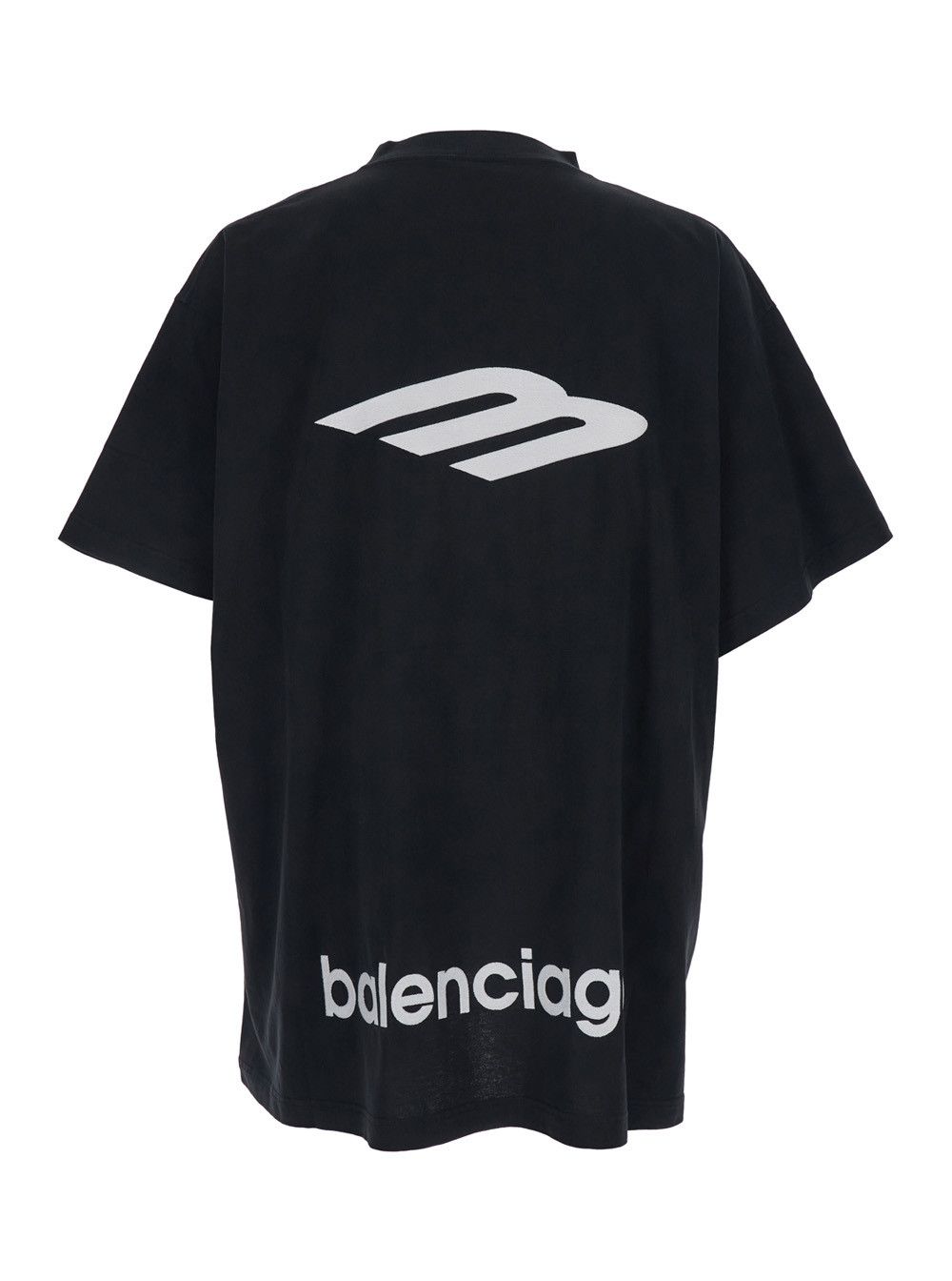 Balenciaga Black Tshirt with logo on front and maxi logo on back in cotton man Size US L / EU 52-54 / 3 - 2 Thumbnail