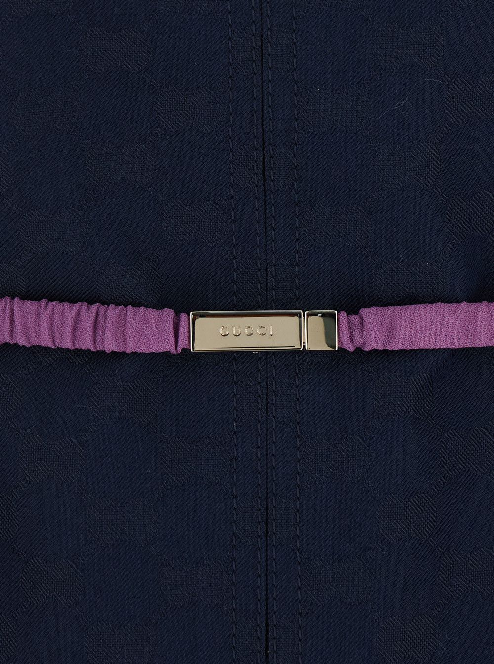 Gucci Blue Jacket with Classic Collar and Removable Belt with GG Logo Plate for Women Size L / US 10 / IT 46 - 3 Thumbnail