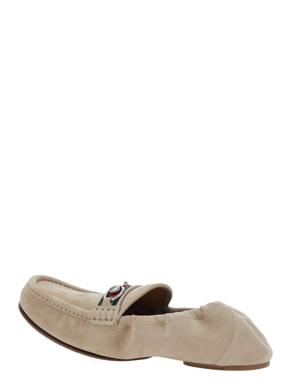 Gucci Beige Loafers with Horsebit Plate and Web Detail on the Front in Suede for Men Size US 9.5 / EU 42-43 - 3 Thumbnail