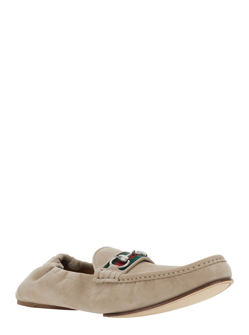Gucci Beige Loafers with Horsebit Plate and Web Detail on the Front in Suede for Men Size US 10 / EU 43 - 2 Thumbnail