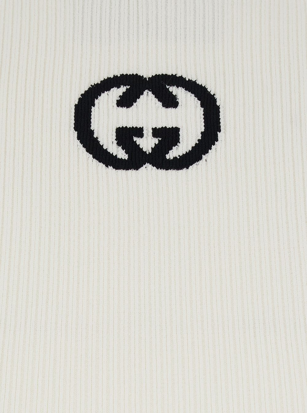 Gucci White Sleeveless Top with GG Embroidery on the Back and Ribbed Knit in Viscose Blend Woman Size M / US 6-8 / IT 42-44 - 3 Thumbnail